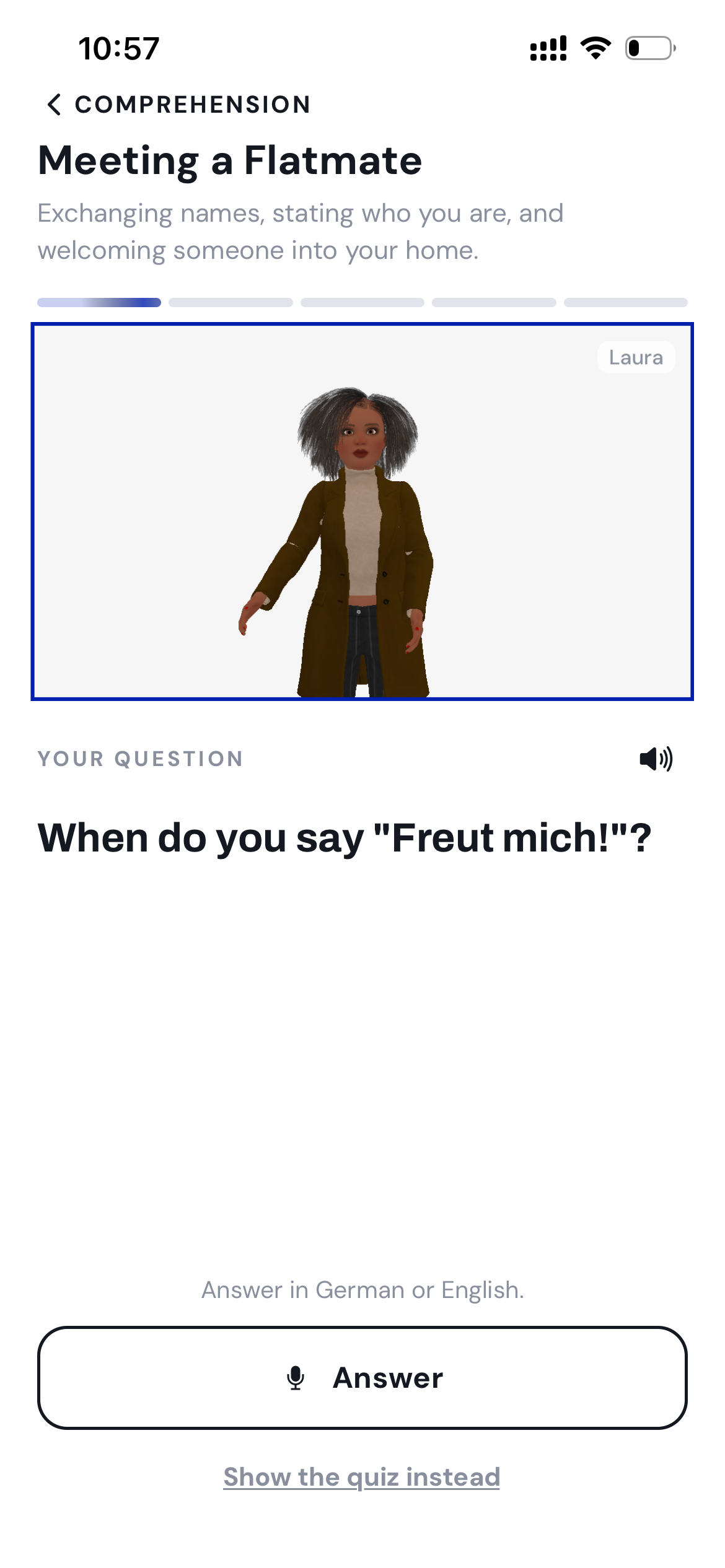 A comprehension question about a German conversation